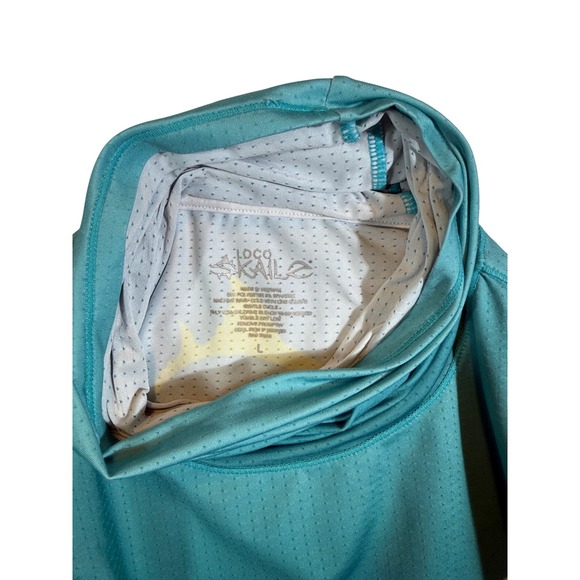 Loco Skaile Mens Performance Fishing Hoodie Teal Snook Fish Graphic Size L - Picture 3 of 3